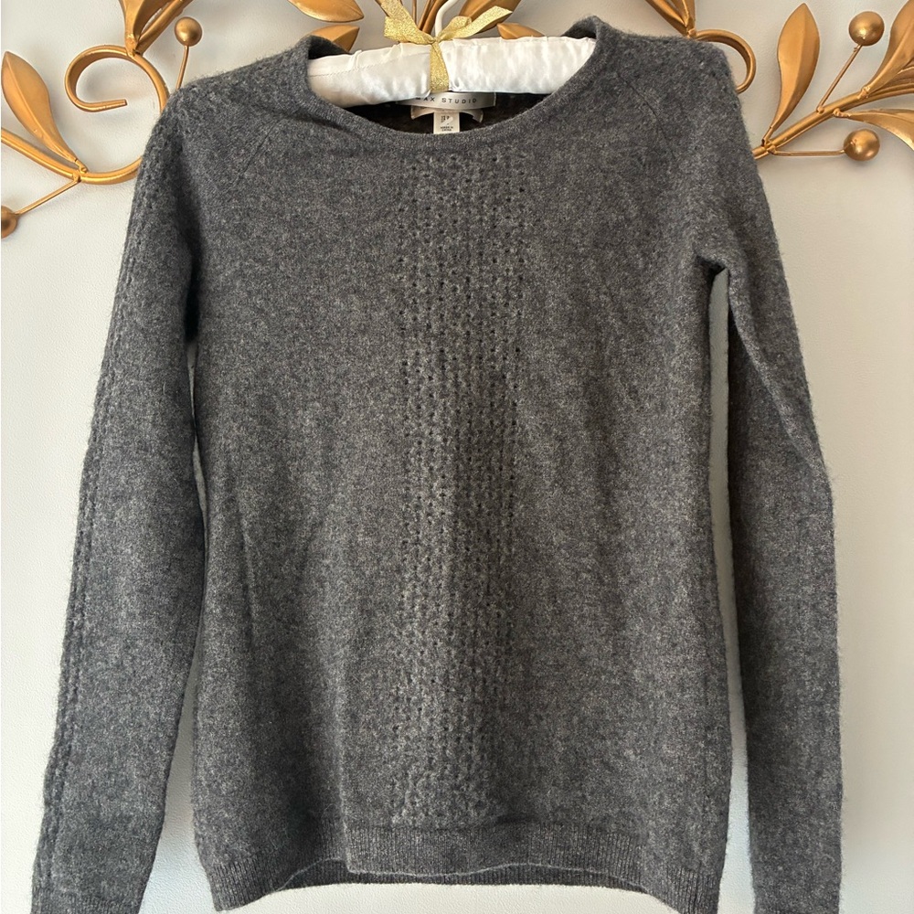 Max Studio 2ply Cashmere szS Gray Women's Sweater